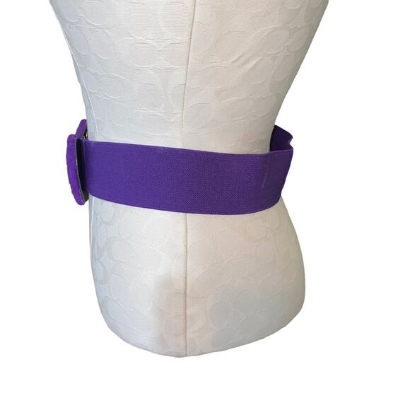 Prestige Vintage Elastic Studded Embellished Belt Purple  length 27", width 2" - Picture 3 of 8